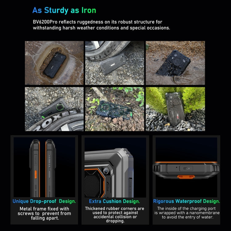Blackview BV6200 Pro, IP68/IP69K/MIL-STD-810H, 6.56 inch Android 14 MediaTek Helio P35 Octa Core, Network: 4G, OTG, NFC