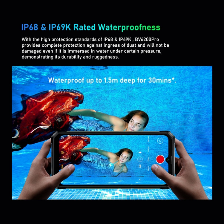 Blackview BV6200 Pro, IP68/IP69K/MIL-STD-810H, 6.56 inch Android 14 MediaTek Helio P35 Octa Core, Network: 4G, OTG, NFC