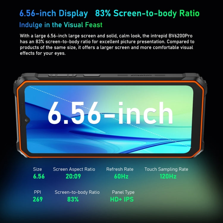 Blackview BV6200 Pro, IP68/IP69K/MIL-STD-810H, 6.56 inch Android 14 MediaTek Helio P35 Octa Core, Network: 4G, OTG, NFC