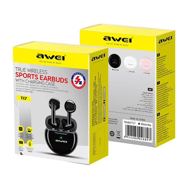 awei T17 Bluetooth V5.0 Ture Wireless Sports TWS Headset with Charging Case