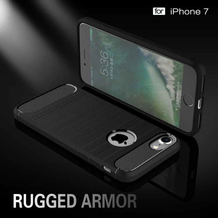 For  iPhone 8 & 7  Brushed Texture Fiber TPU Rugged Armor Protective Case