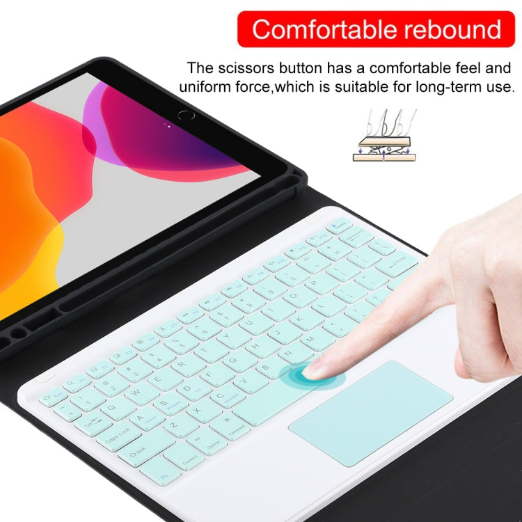 TG-102BC Detachable Bluetooth Green Keyboard + Microfiber Leather Tablet Case for iPad 10.2 inch / iPad Air (2019), with Touch Pad & Pen Slot & Holder
