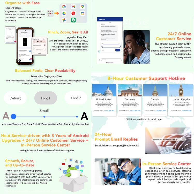 Blackview BV8200 Rugged Phone, 12GB+256GB, 6.5 inch + 1.3 inch Android 14 MediaTekHelio G100 MT8781, Network: 4G, NFC