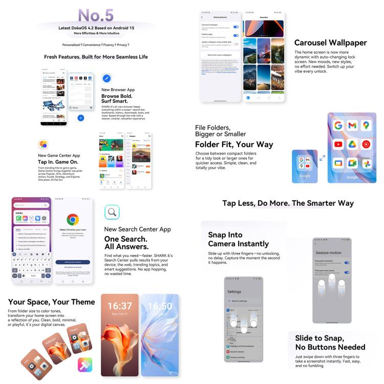 Blackview SHARK 6 5G, 4GB+128GB, 6.88 inch Android 15 Unisoc UMS9620 T8100 Octa Core, Network: 5G, NFC, OTG