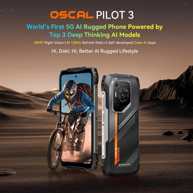 Blackview Oscal Pilot 3 5G Rugged Phone, 12GB+256GB, Night Vision Camera, 6.56 inch Android 15 MediaTek Dimensity 6300 Octa Core, Network: 5G, OTG, NFC