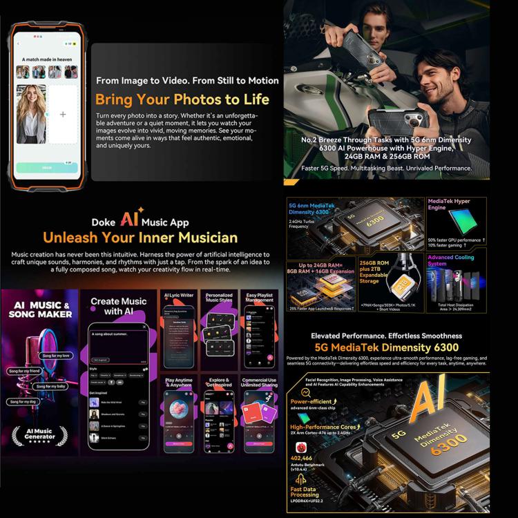 Blackview BL7000 Rugged Phone, 8GB+256GB, 6.78 inch Android 15 MediaTek Dimensity 6300 Octa Core, Network: 5G, NFC, OTG