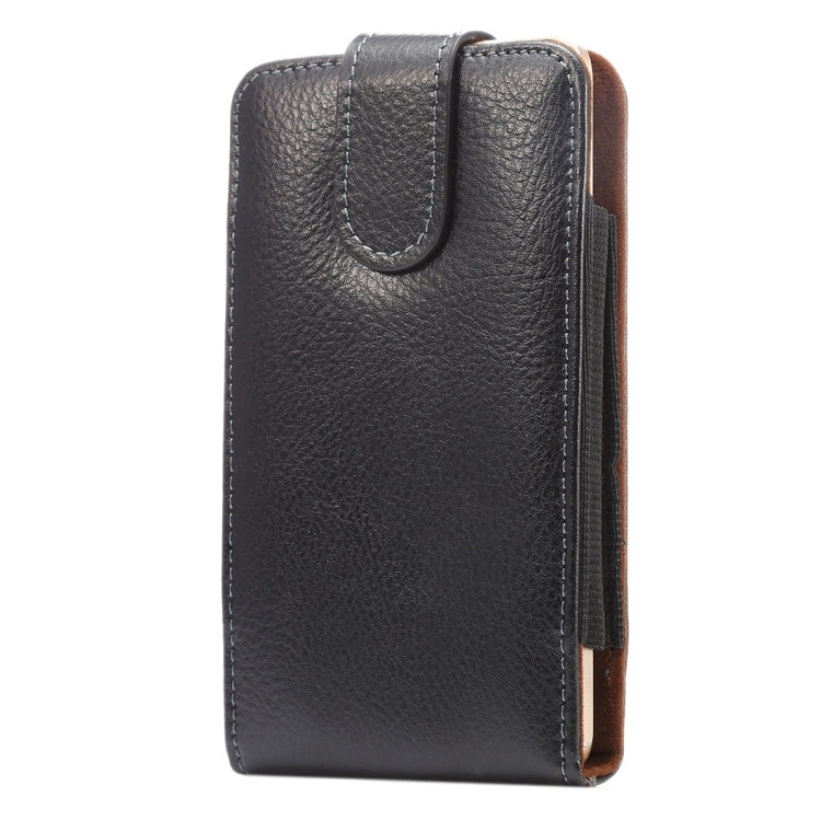 5.5 inch Litchi Texture Vertical Flip Upright Genuine Leather Case / Waist Bag with Rotatable Back Splint for Huawei P9 Plus & Honor 7i & Honor 6 Plus, Galaxy Note 3 & Note 2, etc