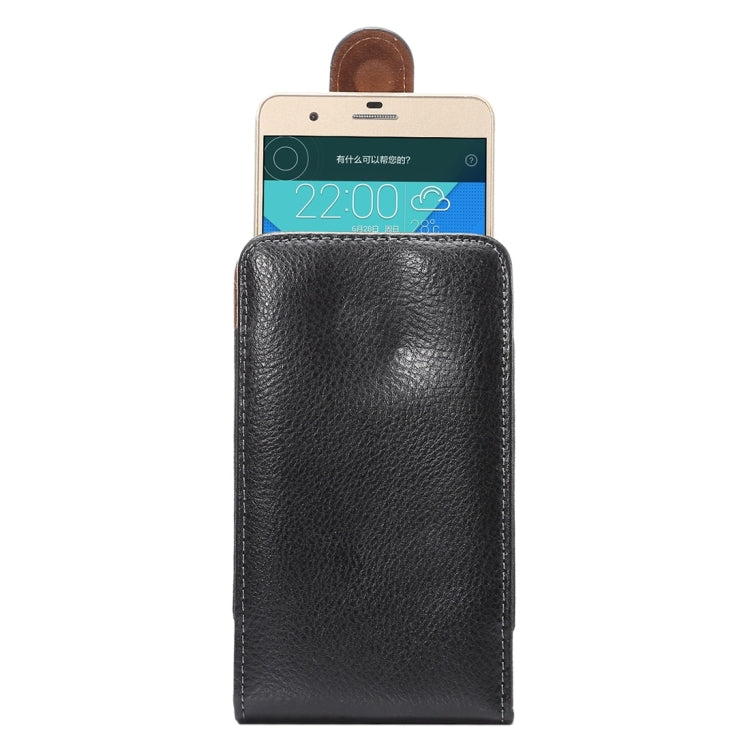 5.5 inch Litchi Texture Vertical Flip Upright Genuine Leather Case / Waist Bag with Rotatable Back Splint for Huawei P9 Plus & Honor 7i & Honor 6 Plus, Galaxy Note 3 & Note 2, etc