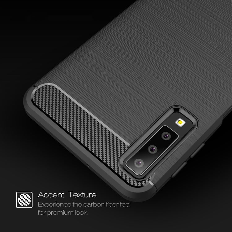 For Galaxy A7 (2018) / A750 Brushed Carbon Fiber Texture TPU Shockproof Anti-slip Soft Protective Back Cover Case