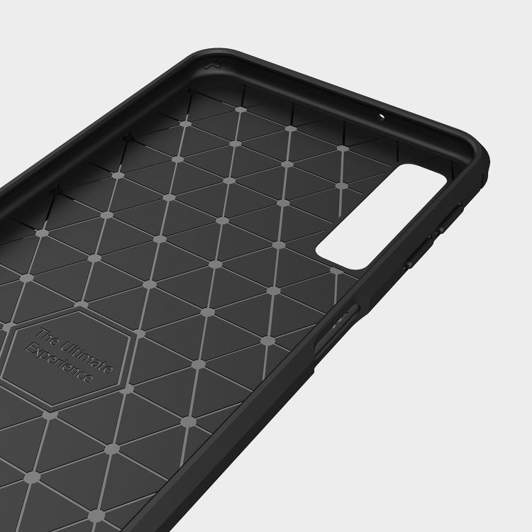 For Galaxy A7 (2018) / A750 Brushed Carbon Fiber Texture TPU Shockproof Anti-slip Soft Protective Back Cover Case