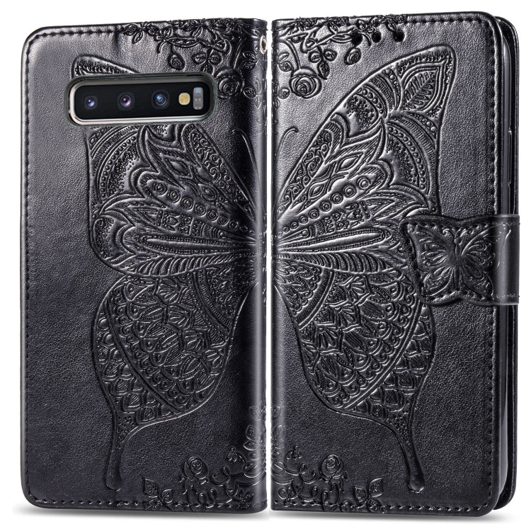 Butterfly Love Flowers Embossing Horizontal Flip Leather Case for Galaxy S10, with Holder & Card Slots & Wallet & Lanyard
