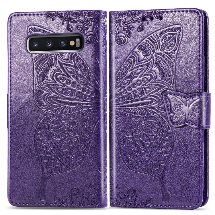 Butterfly Love Flowers Embossing Horizontal Flip Leather Case for Galaxy S10, with Holder & Card Slots & Wallet & Lanyard