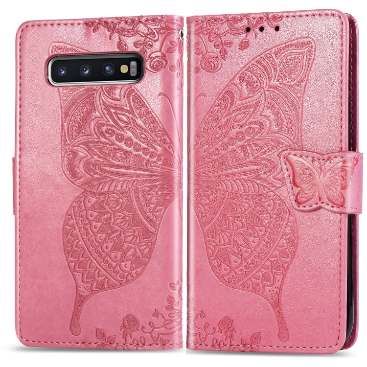 Butterfly Love Flowers Embossing Horizontal Flip Leather Case for Galaxy S10, with Holder & Card Slots & Wallet & Lanyard