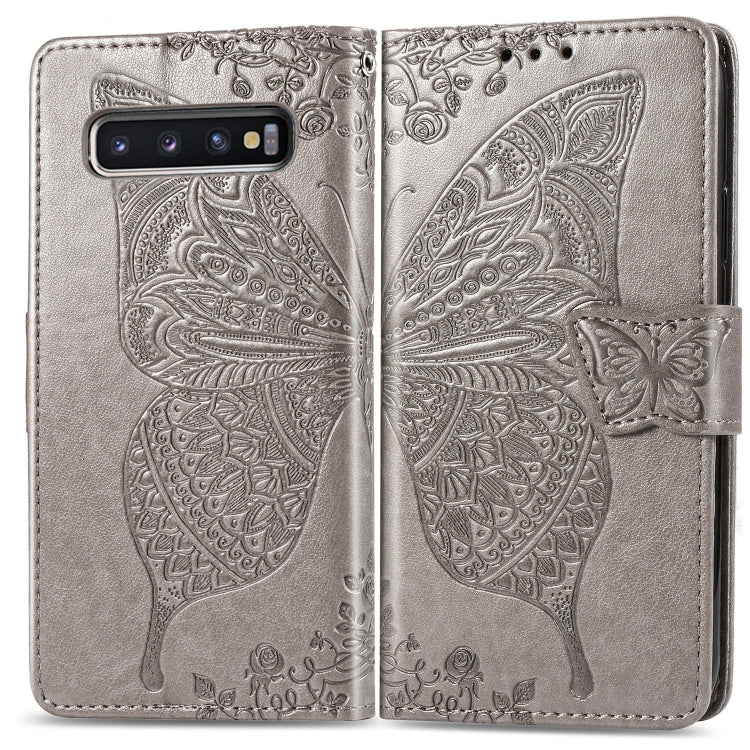 Butterfly Love Flowers Embossing Horizontal Flip Leather Case for Galaxy S10, with Holder & Card Slots & Wallet & Lanyard