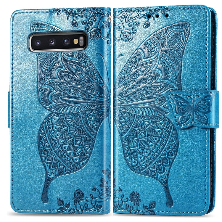 Butterfly Love Flowers Embossing Horizontal Flip Leather Case for Galaxy S10, with Holder & Card Slots & Wallet & Lanyard