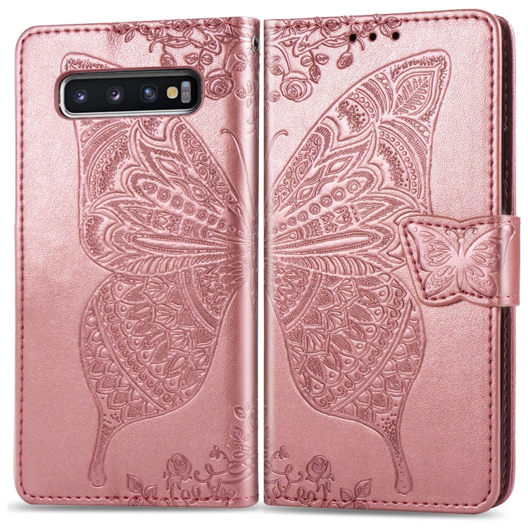 Butterfly Love Flowers Embossing Horizontal Flip Leather Case for Galaxy S10, with Holder & Card Slots & Wallet & Lanyard