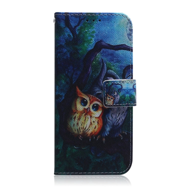 Oil Painting Owl Pattern Coloured Drawing Horizontal Flip Leather Case for Galaxy M10 / A10, with Holder & Card Slots & Wallet