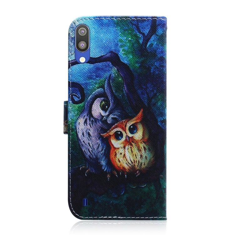 Oil Painting Owl Pattern Coloured Drawing Horizontal Flip Leather Case for Galaxy M10 / A10, with Holder & Card Slots & Wallet