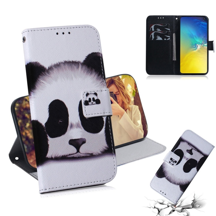 Panda Pattern Coloured Drawing Horizontal Flip Leather Case for Galaxy S10 E, with Holder & Card Slots & Wallet
