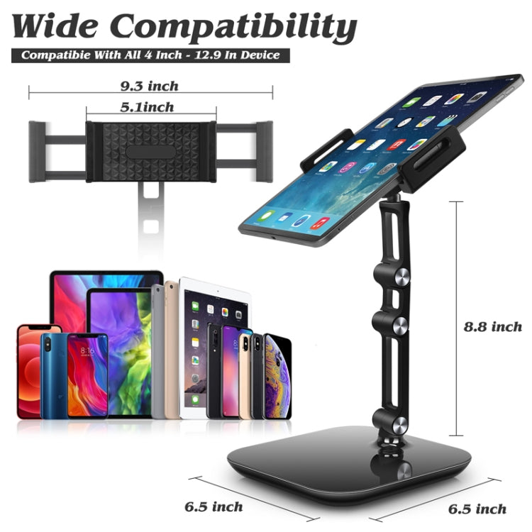NS-06B Aluminum Alloy Foldable Adjustable Tablet Desk Stand for iPad, Huawei, Apple