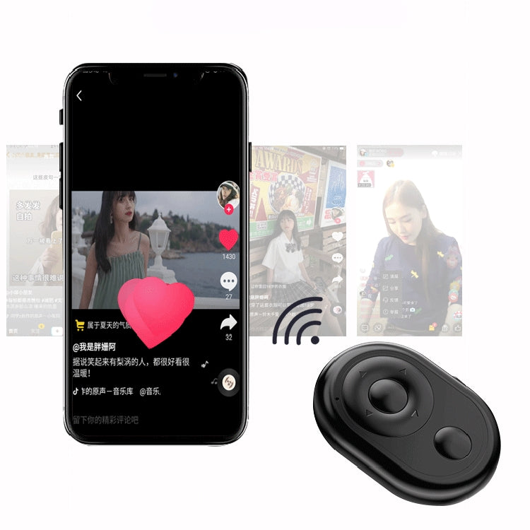 Mini Bluetooth Remote Control Live Streaming Likes Video Recording Novel Page Flip Remote Control Selfie, Black