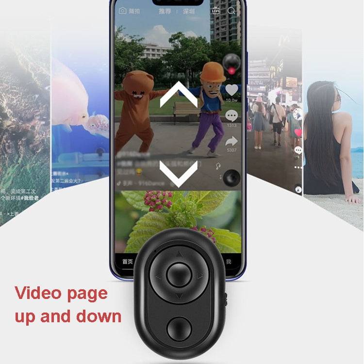 Mini Bluetooth Remote Control Live Streaming Likes Video Recording Novel Page Flip Remote Control Selfie, Black